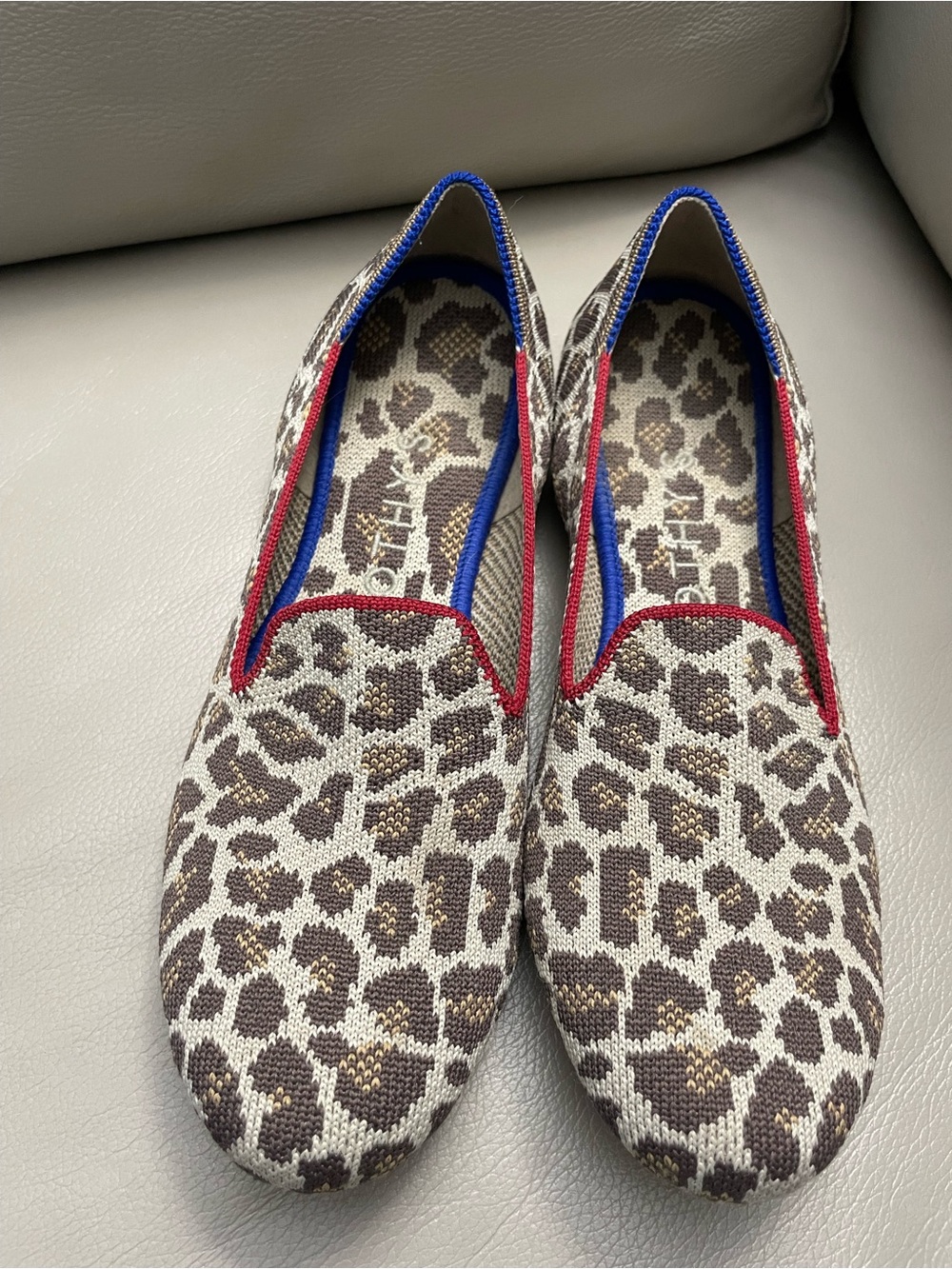 Rothy's Leopard Print Flats with Red Trim - Picture 2 of 5